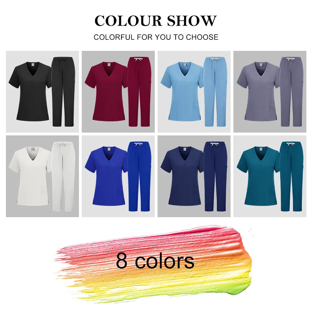 Scrubs Top Men Women Quick-Dry D-ental Nurse Doctor Work Uniform Pet Hospital Workwear Short Sleeve New S-urgical Gown