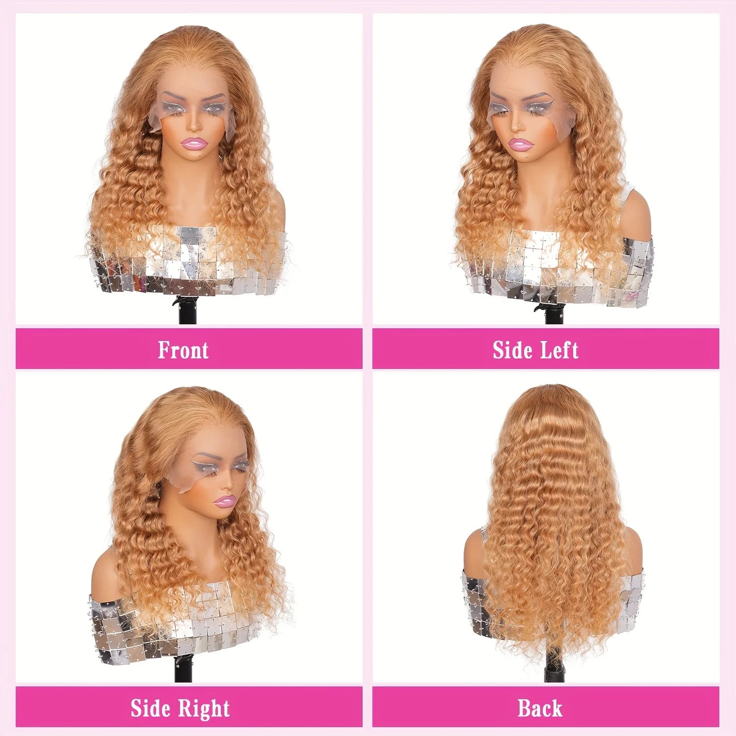 34 38Inch Honey Blonde Wig Human Hair Deep Wave 13x6 Hd Lace Frontal Wig 230 Density Preplucked #27 Colored Curly Lace Front Wig