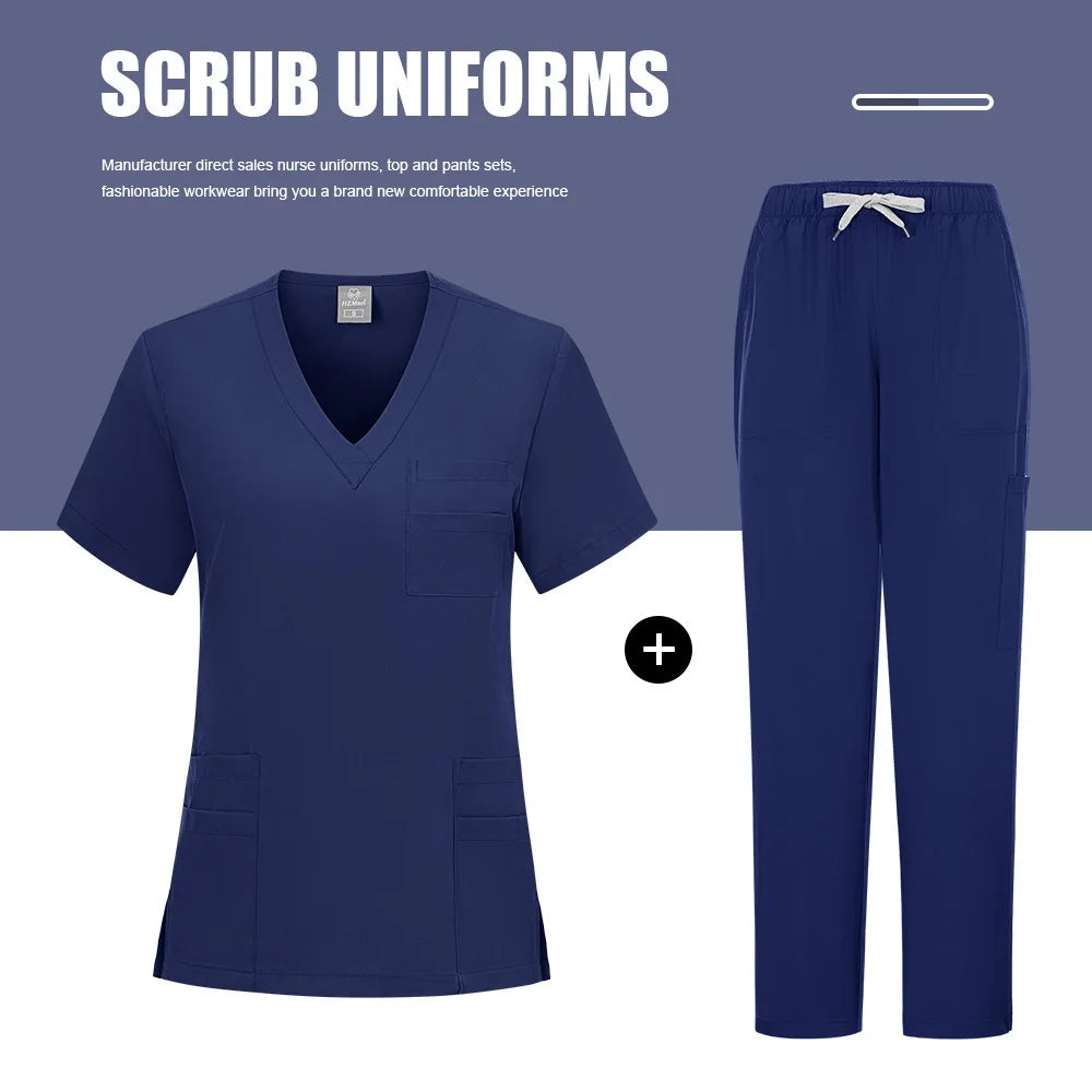Scrubs Top Men Women Quick-Dry D-ental Nurse Doctor Work Uniform Pet Hospital Workwear Short Sleeve New S-urgical Gown