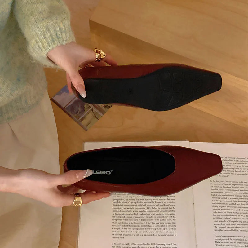 Fashion Pointed Toe Women Low Heel Pumps Shoes New In Spring Summer Female Shallow Footwear Dress Ladies Heeled Slip On Shoes