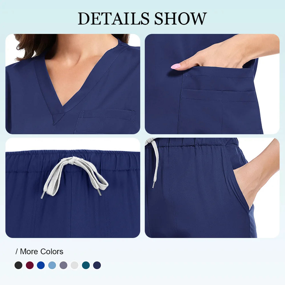 Scrubs Top Men Women Quick-Dry D-ental Nurse Doctor Work Uniform Pet Hospital Workwear Short Sleeve New S-urgical Gown